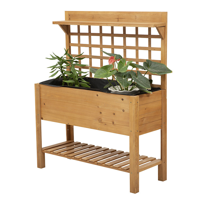 41 'x18' x 53 'เตียงยกสวนสูงพร้อมชั้นวางและล้อไม้กระถางดอกไม้สมุนไพรกล่องสำหรับผักดอกไม้กลางแจ้ง/ในร่ม - สีน้ำตาล 41 'x18' x 53 'เตียงยกสวนสูงพร้อมชั้นวางและล้อไม้กระถางดอกไม้สมุนไพรกล่องสำหรับผักดอกไม้กลางแจ้ง/ในร่ม - สีน้ำตาล