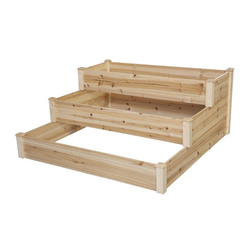 3-Tier Fir Wood Raised Garden Bed Planter Kit for Plants, Herbs, Vegetables, Outdoor Gardening Tiered Design 49 'x 49' x 22'