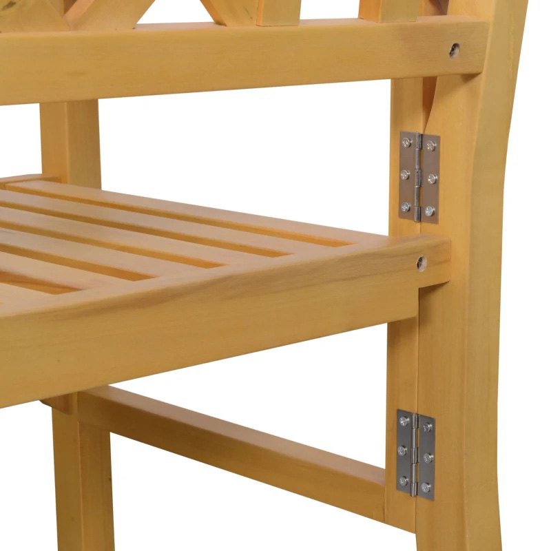 ม้านั่งในสวนพับได้กลางแจ้ง, ม้านั่งไม้ลาน 2 ที่นั่ง, เก้าอี้ Loveseat พร้อมพนักพิงและที่เท้าแขนสำหรับลานเฉลียง, ระเบียงหรือระเบียง, สีเหลือง