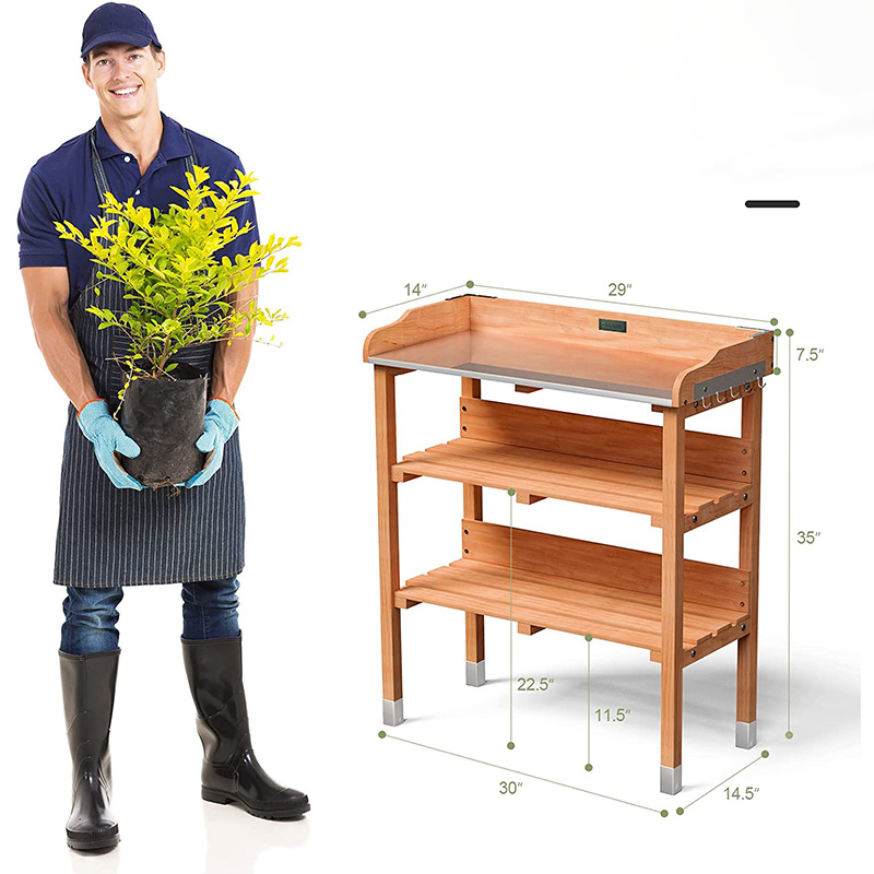 Giantex กลางแจ้งสวนไม้ Potting Bench Work Station ตารางเครื่องมือชั้นวางของ W/Hook (สีส้ม)