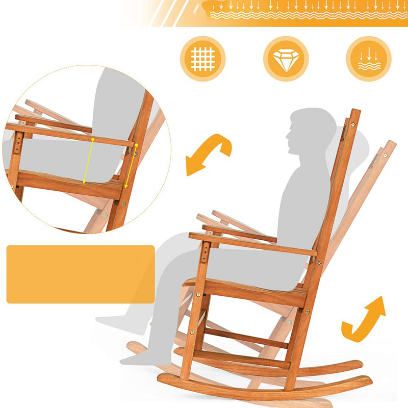 ชุดเก้าอี้โยกไม้ Poplar 3 ชิ้นพร้อมโต๊ะกาแฟ 2 เก้าอี้สนทนาไม้