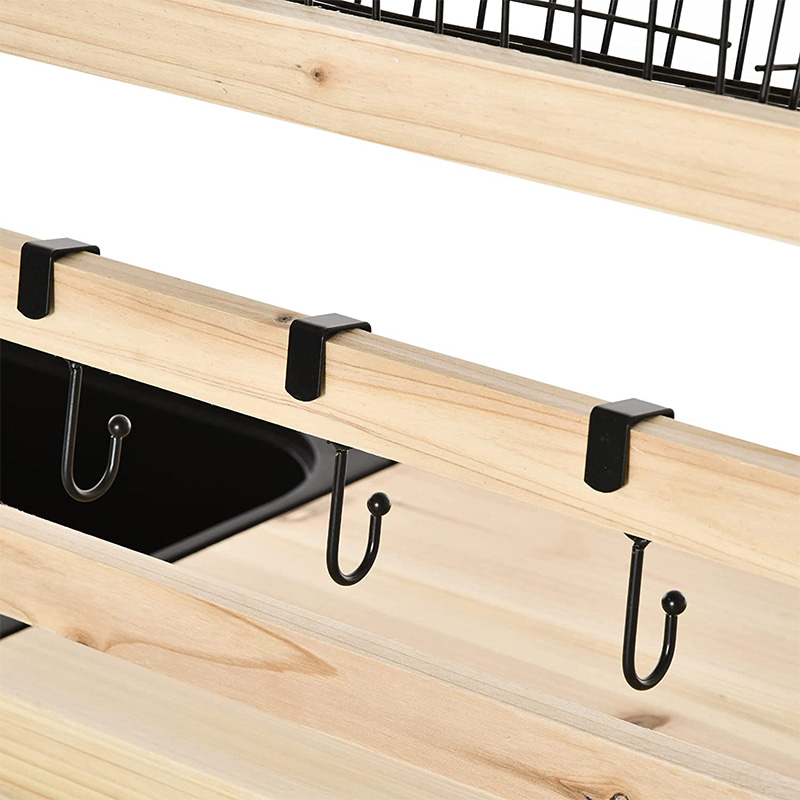 โต๊ะวางกระถางต้นไม้ โต๊ะทำงานในสวน พร้อมตะแกรง อ่างล้างจานและตะกร้าแบบถอดได้