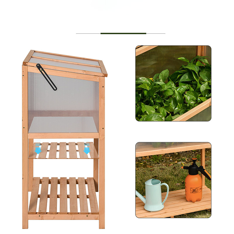 36 'x 20' x 41 'เรือนกระจกยกกล่องป้องกันกระถางต้นไม้กลางแจ้งพร้อมด้านบนเปิดได้, ไม้เย็นกรอบสีส้ม