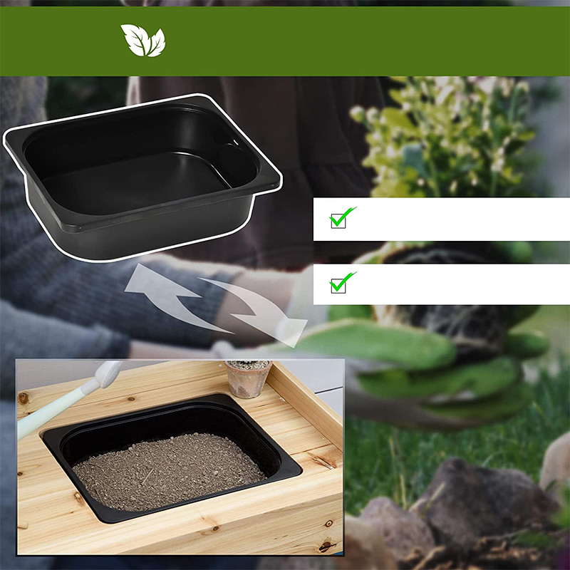 โต๊ะวางกระถางต้นไม้ โต๊ะทำงานในสวน พร้อมตะแกรง อ่างล้างจานและตะกร้าแบบถอดได้