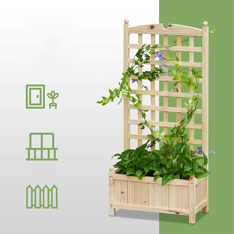 23.5' x 11.5' x 49.25' เตียงสวนแบบยกพร้อมแผ่นหลัง Trellis และการออกแบบและวัสดุไม้ที่แข็งแรง