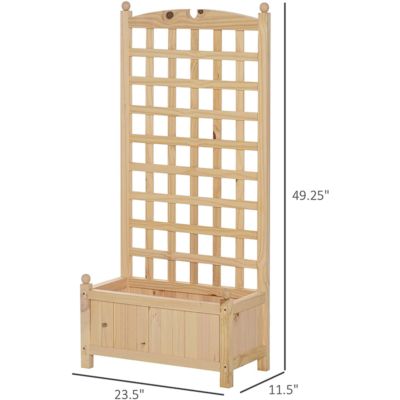23.5' x 11.5' x 49.25' เตียงสวนแบบยกพร้อมแผ่นหลัง Trellis และการออกแบบและวัสดุไม้ที่แข็งแรง
