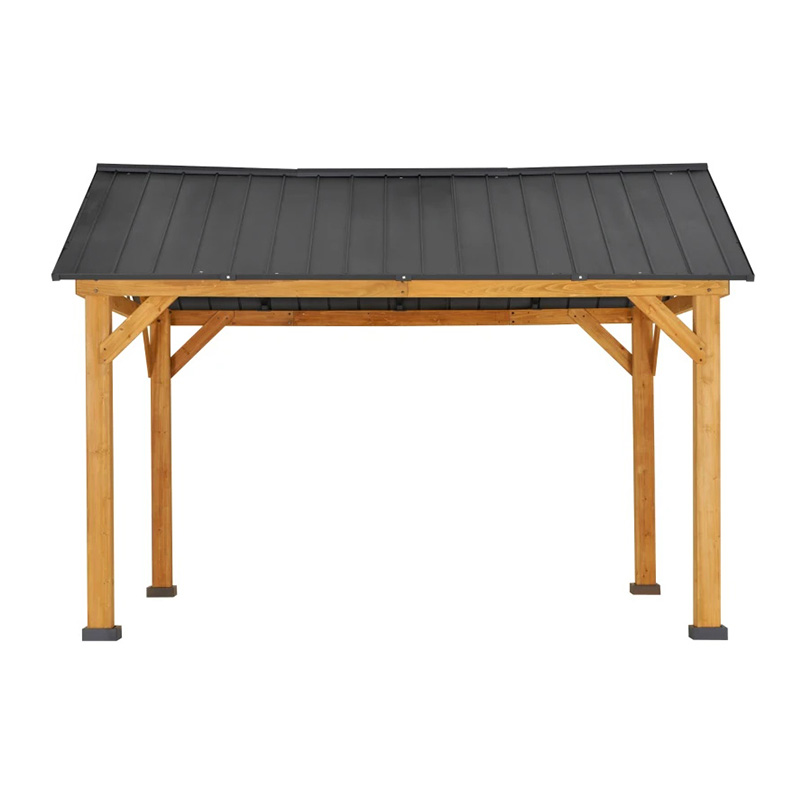 11x13 Hardtop Gazebo พร้อมโครงไม้, หลังคาโลหะ Gazebo Canopy พร้อมตะขอแขวนเพดานสำหรับสวน, ลานบ้าน, สนามหลังบ้าน