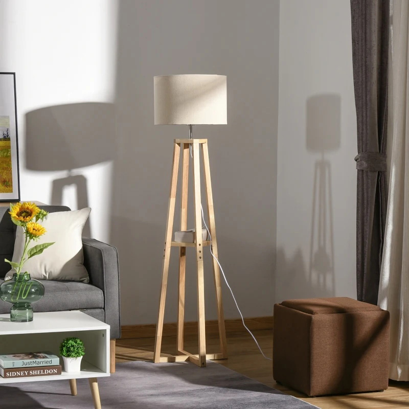 โคมไฟตั้งพื้นแบบโมเดิร์นไฟห้องนอนพร้อมโป๊ะกลอง, สวิตช์เท้าเหยียบ