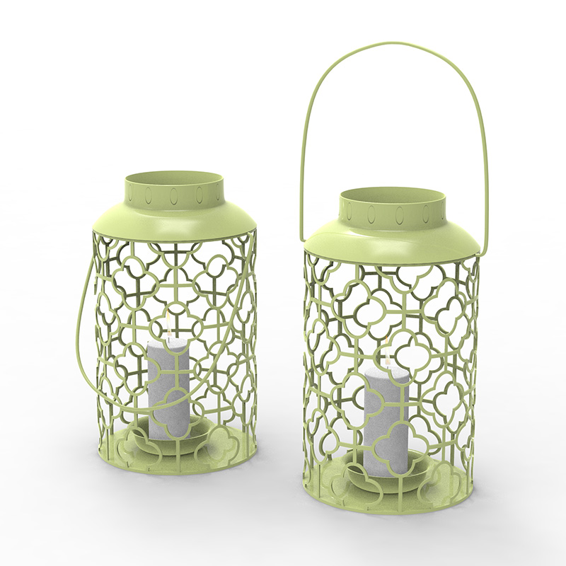 ตะเกียงโลหะพร้อมเทียนไขแบตเตอรี่ - สีดำแบบดั้งเดิม ตะเกียงขนาด 17 นิ้ว