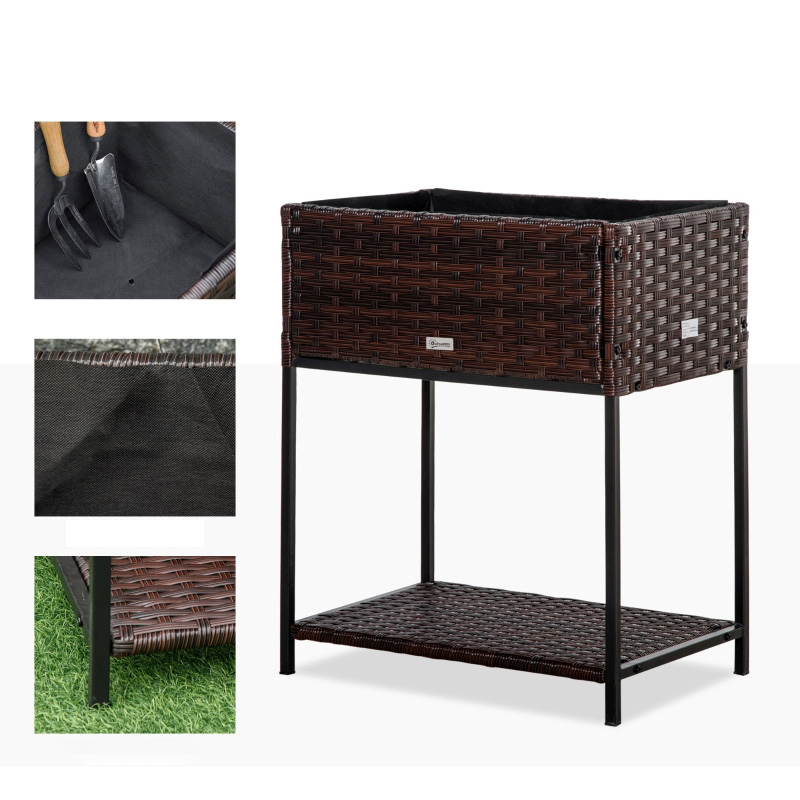 กล่องใส่กระถางดอกไม้หวายในร่ม/กลางแจ้งพร้อมชั้นวางเครื่องมือด้านล่างและพื้นที่ทำงานสูงแข็งแรงทนทาน 28' H