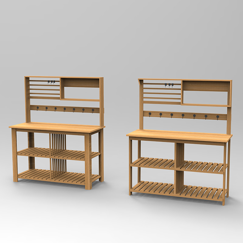 โต๊ะวางกระถางต้นไม้ โต๊ะทำงานในสวน พร้อมตะแกรง อ่างล้างจานและตะกร้าแบบถอดได้