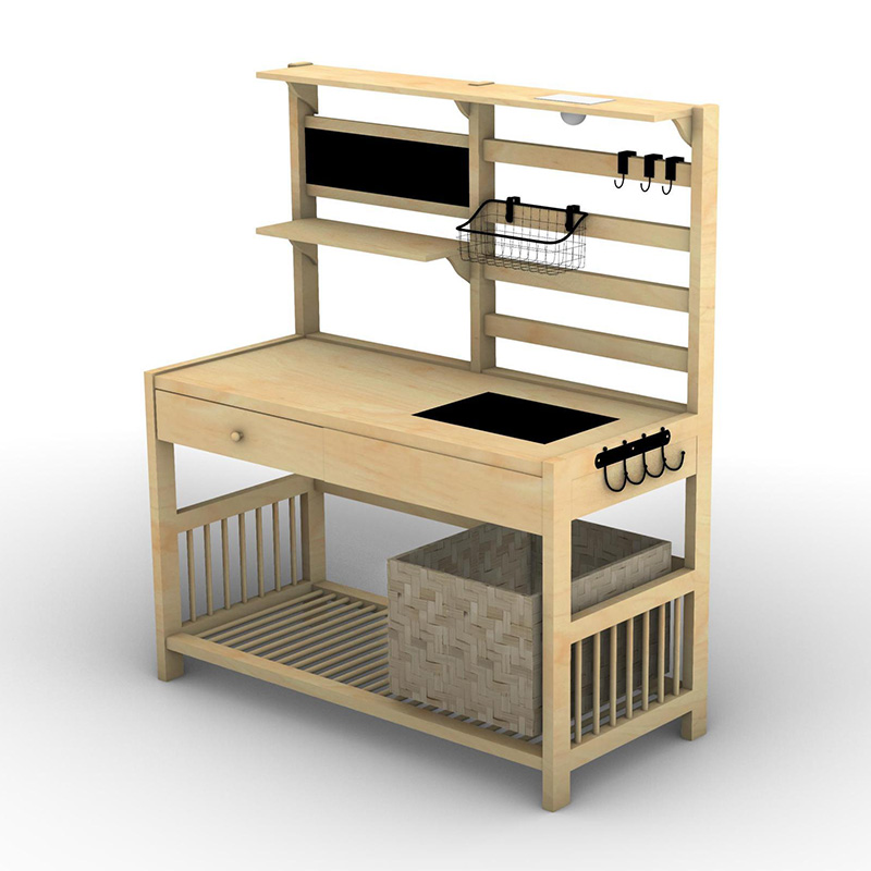 โต๊ะวางกระถางต้นไม้ โต๊ะทำงานในสวน พร้อมตะแกรง อ่างล้างจานและตะกร้าแบบถอดได้