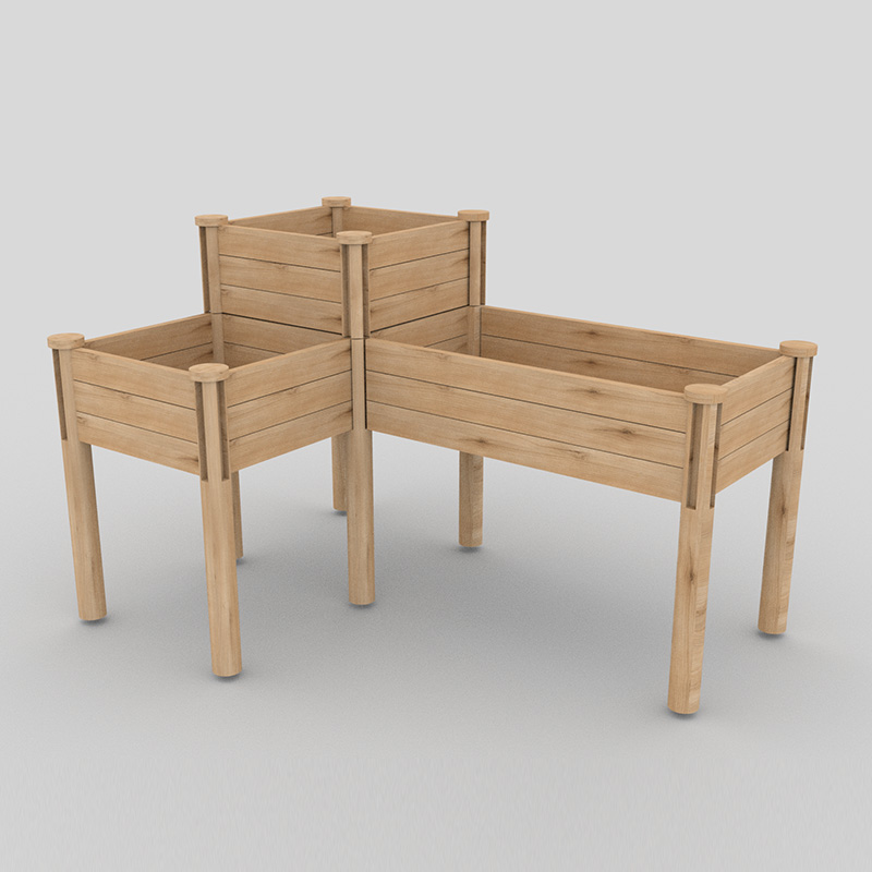 เตียงสวนแบบยก 3 ชั้น พร้อมชั้นเก็บของ, ชุดกล่องใส่กระถางไม้แบบยกสูง