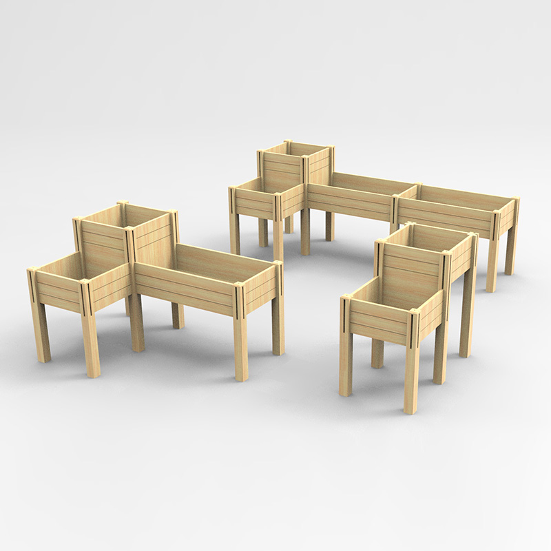 เตียงสวนแบบยก 3 ชั้น พร้อมชั้นเก็บของ, ชุดกล่องใส่กระถางไม้แบบยกสูง