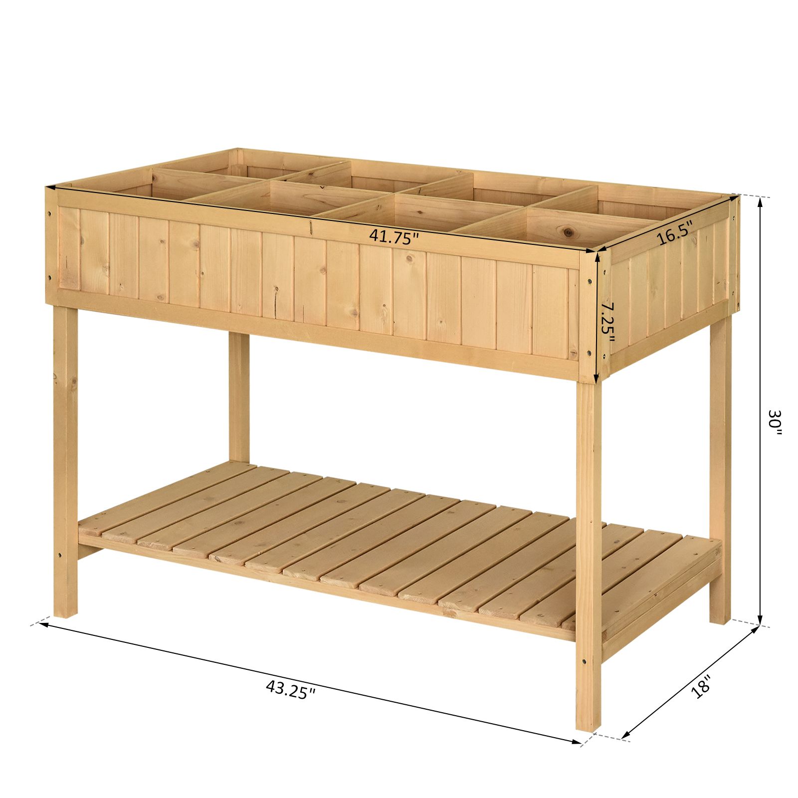 ที่วางกระถางต้นไม้สำหรับจัดสวนเตียงไม้ 8 ช่องเหมาะสำหรับพื้นที่สวนจำกัดเพื่อปลูกพืชสมุนไพรและดอกไม้