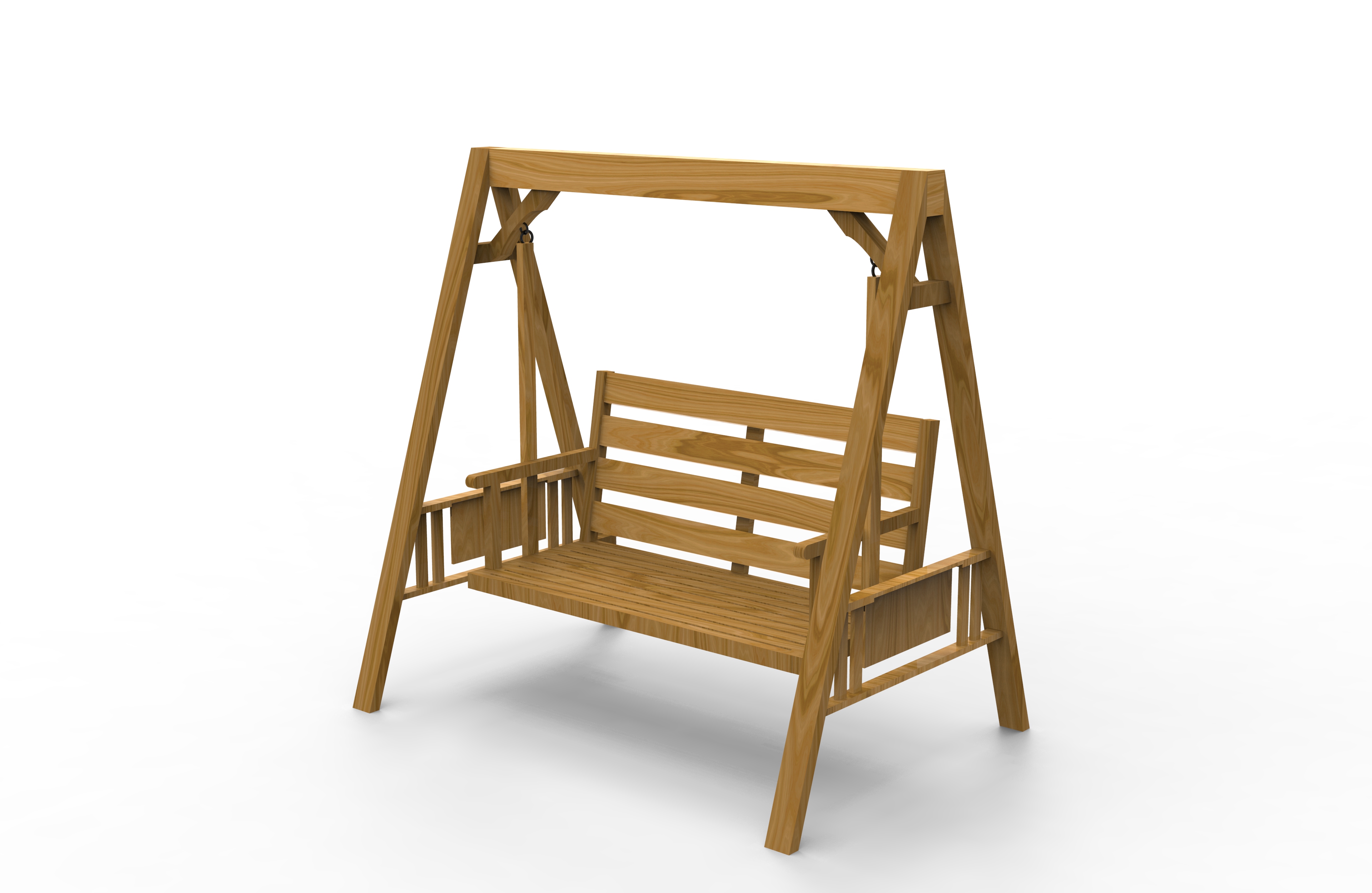 สวิงระเบียงกลางแจ้งสำหรับ 2 คนพร้อมขาตั้งไม้ การออกแบบ A-Frame ที่แข็งแกร่ง และหลังคากันสาดน้ำแบบปรับได้ ชิงช้าสไตล์ชนบท