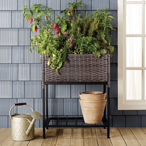 กล่องใส่กระถางดอกไม้หวายในร่ม/กลางแจ้งพร้อมชั้นวางเครื่องมือด้านล่างและพื้นที่ทำงานสูงแข็งแรงทนทาน 28' H