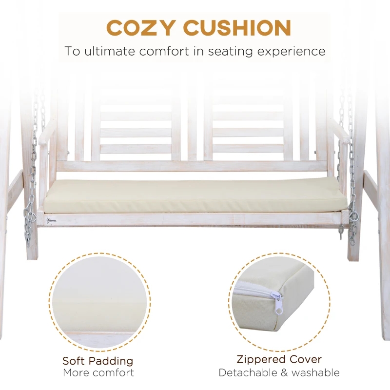 ชิงช้าระเบียงกลางแจ้งสำหรับ 2 คนพร้อมขาตั้งไม้ การออกแบบ A-Frame ที่แข็งแกร่ง และหลังคากันสาดน้ำแบบปรับได้